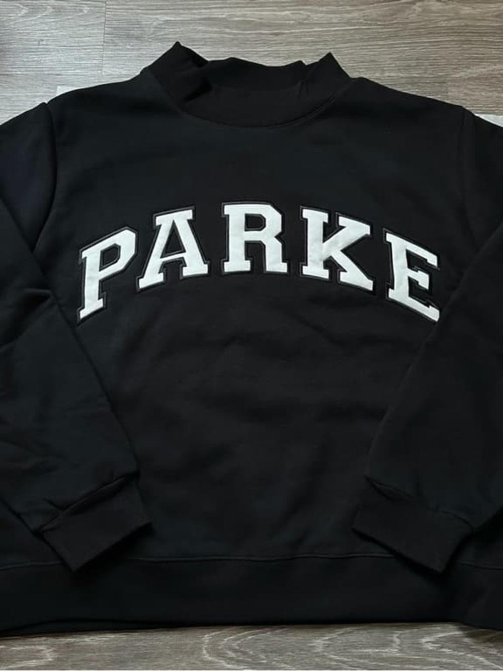 PARKE Black Crewneck Sweatshirt with White Arch Logo